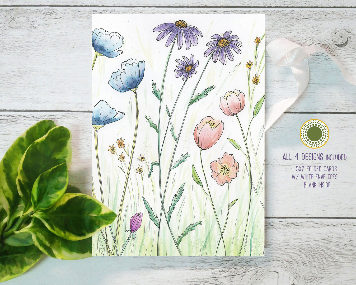 Wildflower series watercolor greeting card SET — Circle of Life